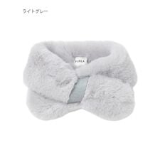フルラ(FURLA)のレザーロゴ付きリボン風フェイクファーマフラー 7×76cm