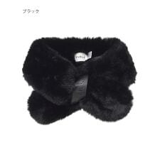 フルラ(FURLA)のレザーロゴ付きリボン風フェイクファーマフラー 7×76cm