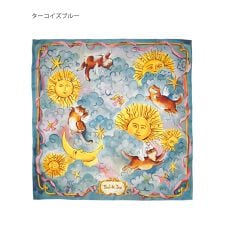 ポールアンドジョーアクセソワ(PAUL & JOE ACCESSOIRES)の【洗える】シルクスカーフ 65×65cm 猫柄 ロゴ UV