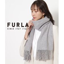 フルラ(FURLA)の【WEB限定】ウール100％紡毛厚手ストール 60×190cm 無地 アーチロゴチャーム付き