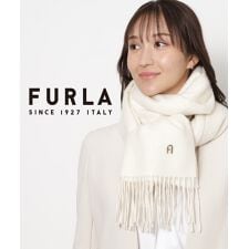 フルラ(FURLA)の【WEB限定】ウール100％紡毛厚手ストール 60×190cm 無地 アーチロゴチャーム付き