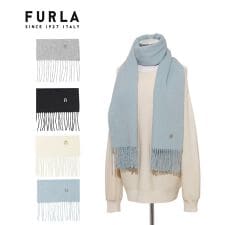フルラ(FURLA)の【WEB限定】ウール100％紡毛厚手ストール 60×190cm 無地 アーチロゴチャーム付き