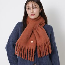 ポールアンドジョーアクセソワ(PAUL & JOE ACCESSOIRES)の【インド製】ウール混ボリュームマフラー 18×120cm  無地 ネコチャーム付き