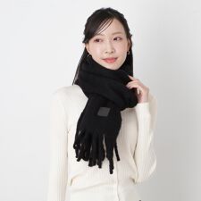 【WEB限定】本革ネーム付き ウール混シャギーマフラー 25×190cm