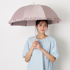 晴雨兼用日傘 長傘 ショート傘 ドビー フリル 遮光 遮熱 UV