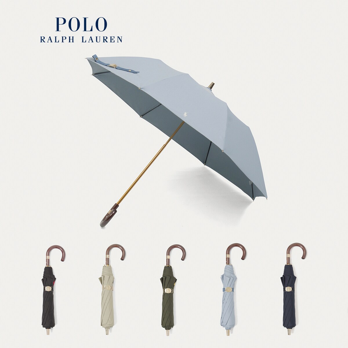 【POLO RALPH LAUREN】ラルフローレン　晴雨兼用折りたたみ日傘 日本製】晴雨兼用折りたたみ日傘 楽折 無地 ポロポニー ワンポイント