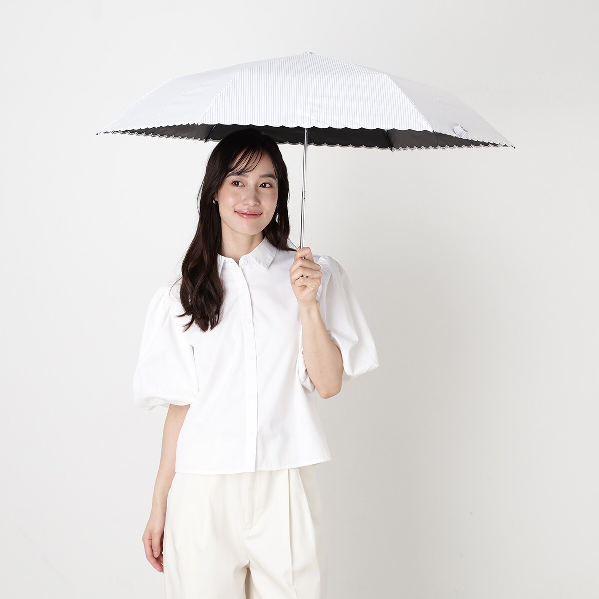 WEB限定】晴雨兼用折りたたみ日傘 楽折ミニ ポロポニー ストライプ