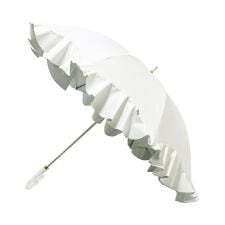 晴雨兼用日傘 ショート傘 フレアフリル ロゴチャーム付き 遮光 遮熱 UV