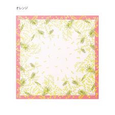 【洗える】シルクスカーフ 65×65cm ツイル ミモザ 花柄 UV