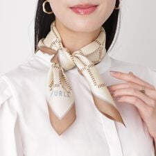 【洗える】シルクスカーフ 58×58cm ツイル ロゴ UV