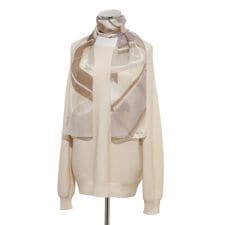 【洗える】シルクスカーフ 35×150cm シフォン ロゴ