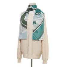 【洗える】シルクスカーフ 35×150cm シフォン ロゴ