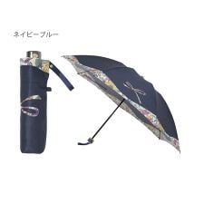 【簡単開閉】折りたたみ雨傘 楽折ミニ リボン 花柄