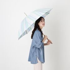 【日本製 木製ハンドル】雨傘 長傘 ストライプ ポロポニー ワンポイント