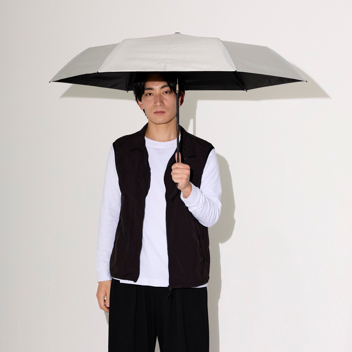 【自動開閉】晴雨兼用折りたたみ日傘 無地 ロゴ ワンポイント ユニセックス