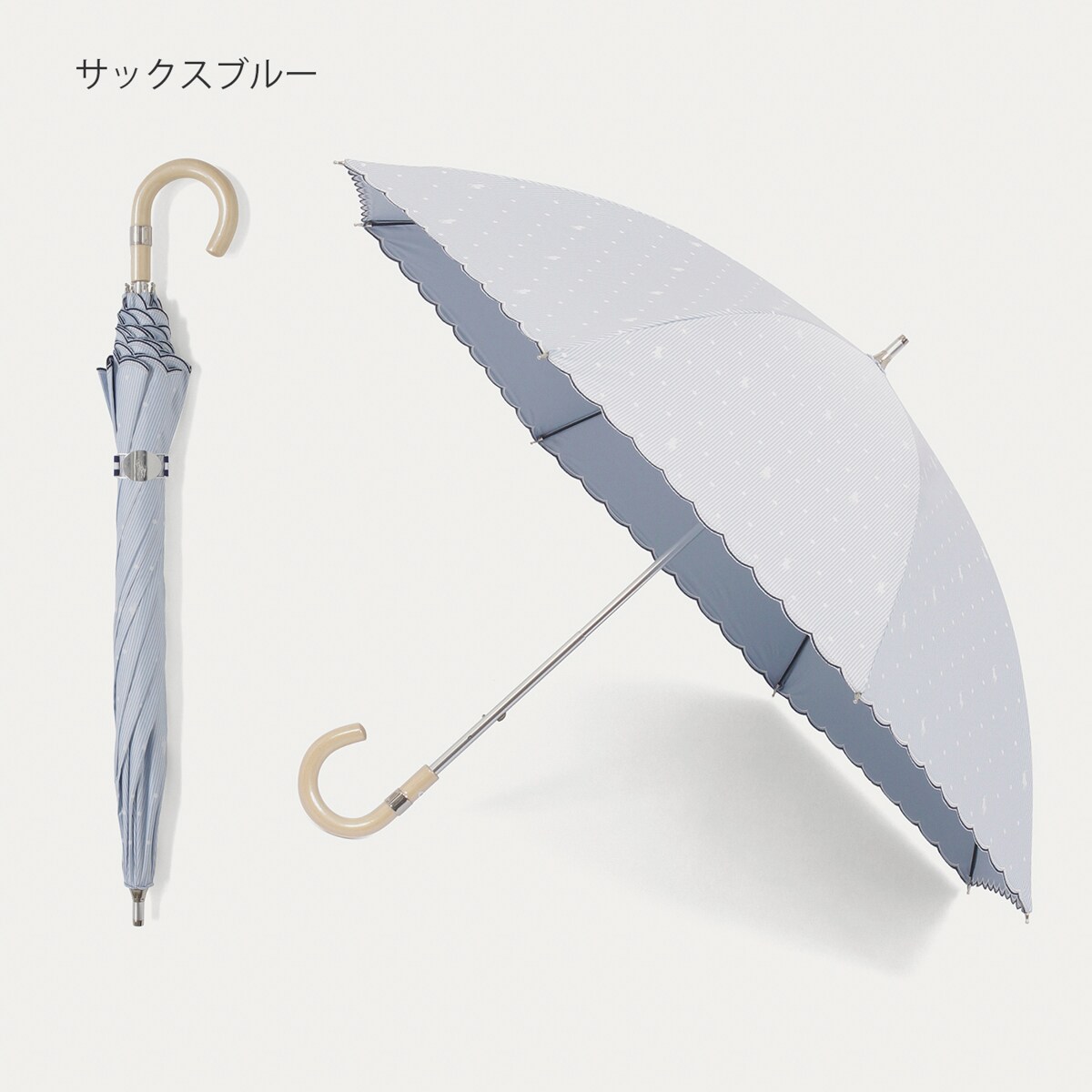 晴雨兼用日傘 ショート傘 ポロポニー ストライプ ドット 1級遮光 遮熱