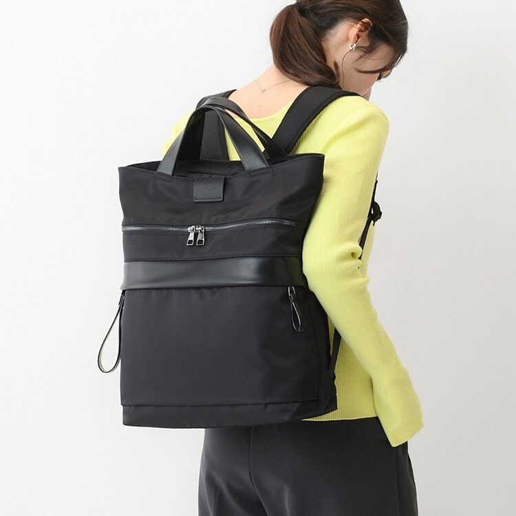 【美品】LANVIN en Bleu　トロカデロ　ナイロンリュック　ブラック LANVIN en Bleu LANVIN en Bleu トロカデロ リュックサック