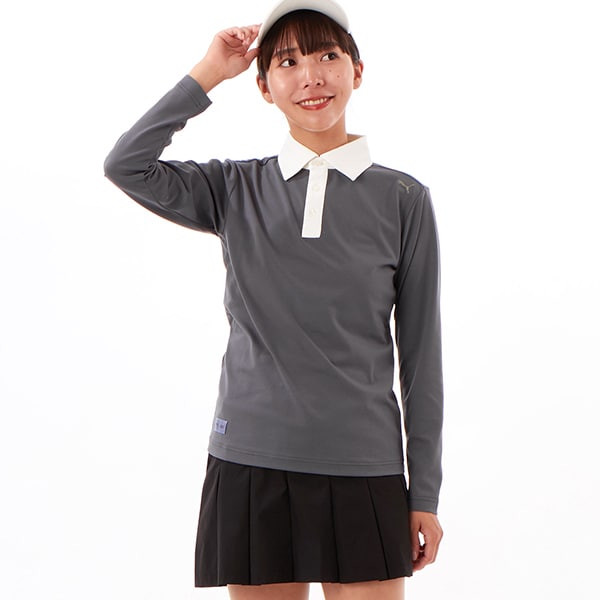 [}C]v[}St/PUMA GOLF/St FOG W BIG COLLAR L^S POLO/v[}iPUMAj 01 DUSKY GRAY