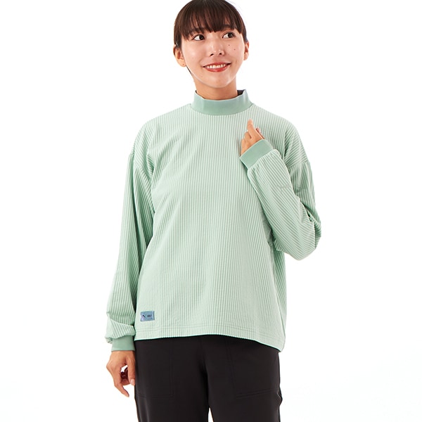 [}C]v[}St/PUMA GOLF/St FOG W LOOSE MOCK NECK L^S/v[}iPUMAj 03 LIGHT MOSS