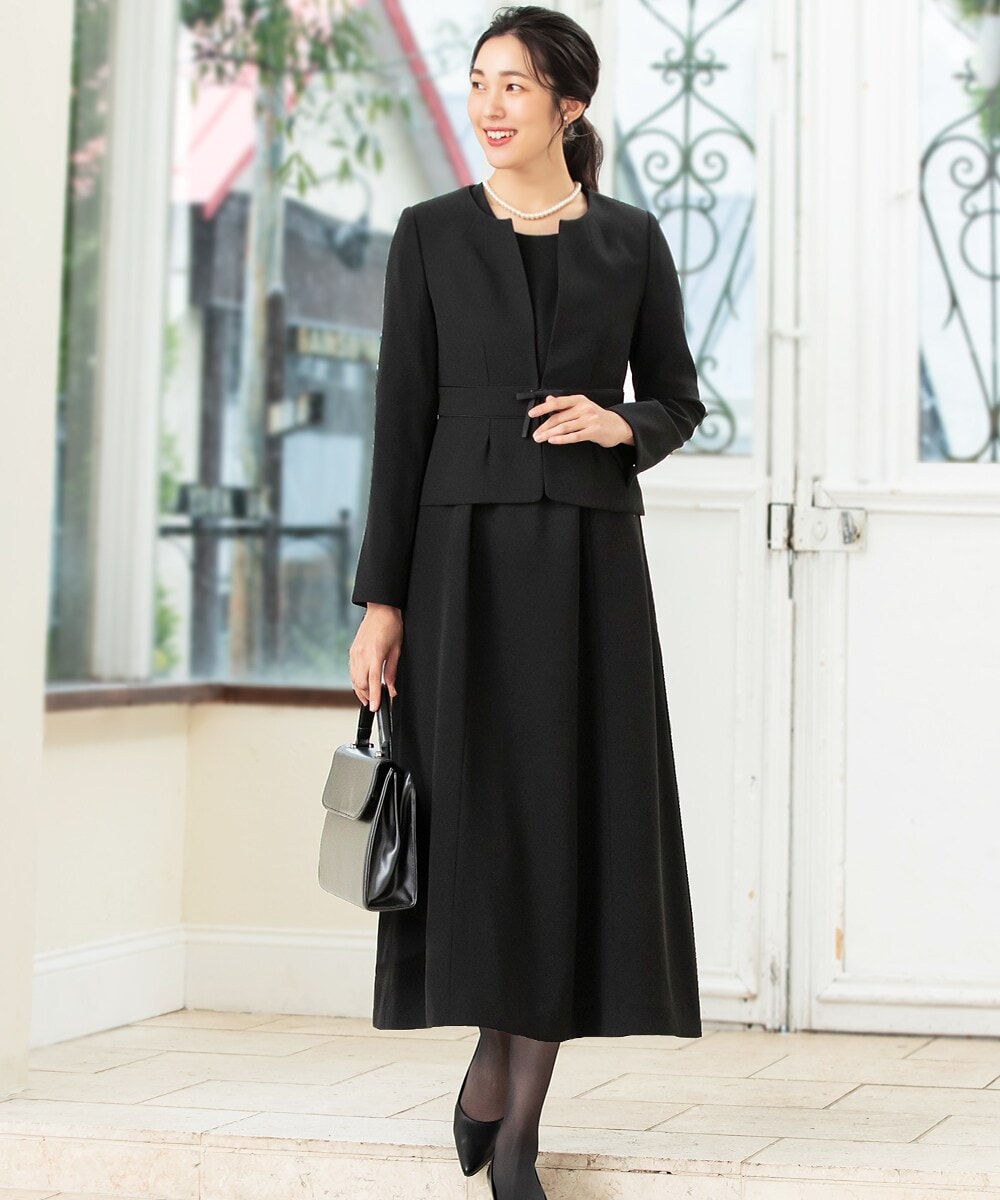 洗える / 抗菌消臭】 お受験スーツ ワンピース ステンカラー 濃紺 ひざ