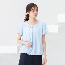 洗える / UVカット 】 シフォン ブラウス 半袖 ＜イージーケア＞ S～4L 