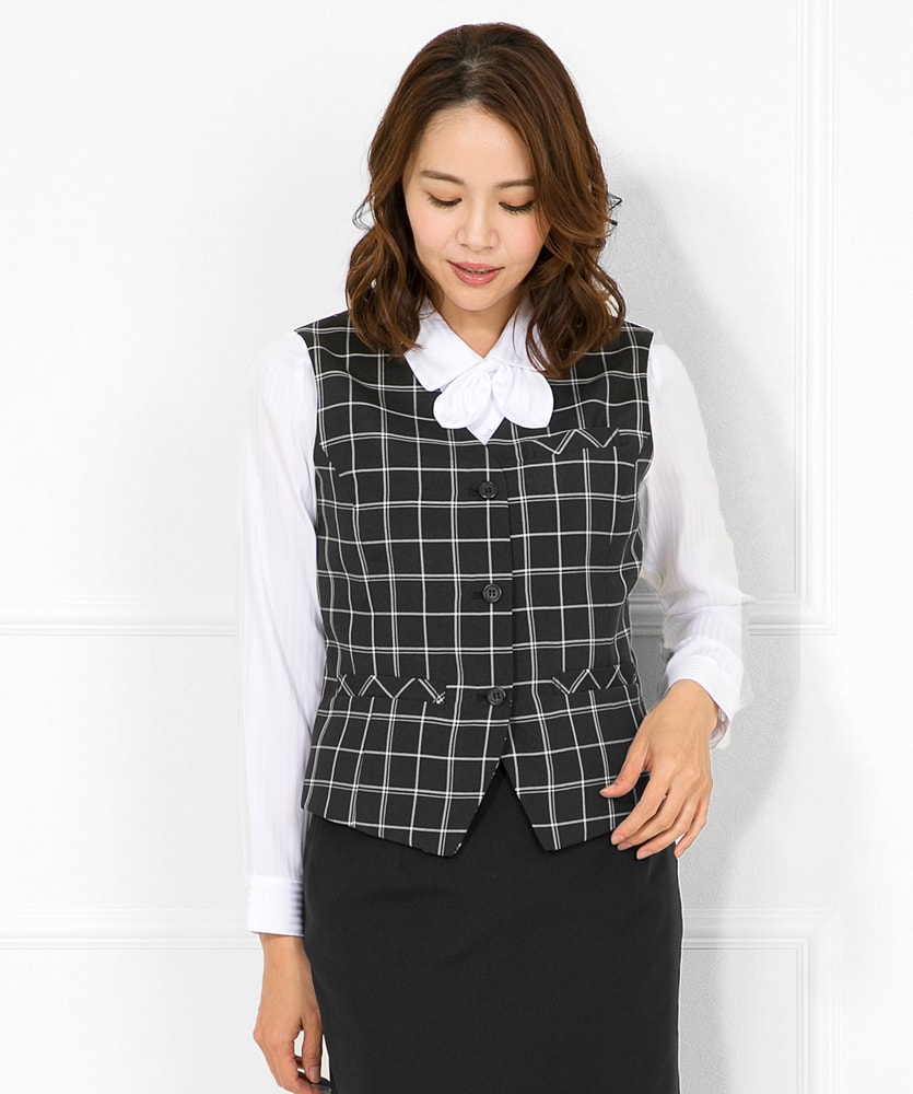 事務服5点セット ジャケット ベスト スカート ブラウス リボン付き gekkouusagi_ae55-275-160k