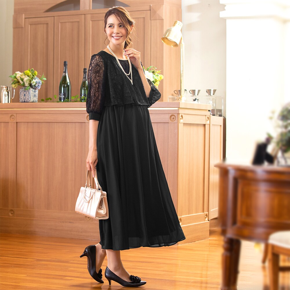 洗える】 フォーマル ドレス マタニティ 結婚式 ＜ロング丈有＞ S~4L