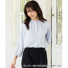 【洗える / UVカット】 フリルネック ブラウス 八分袖　S～4L