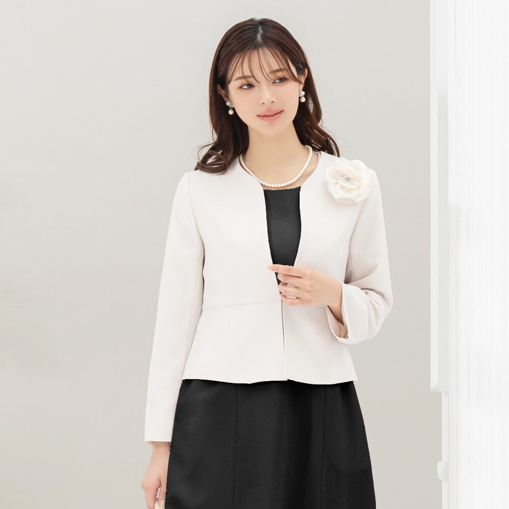 ダブルピケクロス・きちんと見えカラーレスフレア袖ジャケット