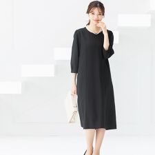 【洗える】 フォーマル Iライン ワンピース レディース 体型カバー セレモニー　S～4L