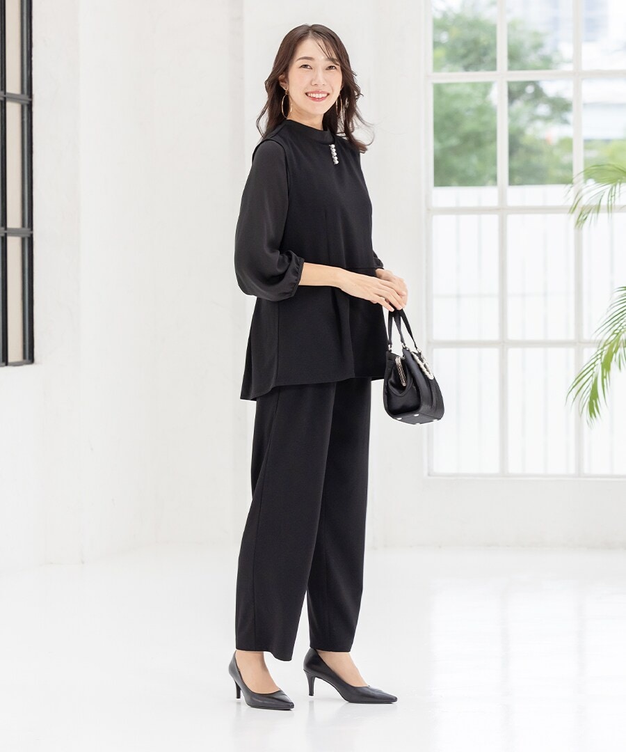 洗える / UVカット / ストレッチ】 パンツスーツ / ワイドパンツ S～4L