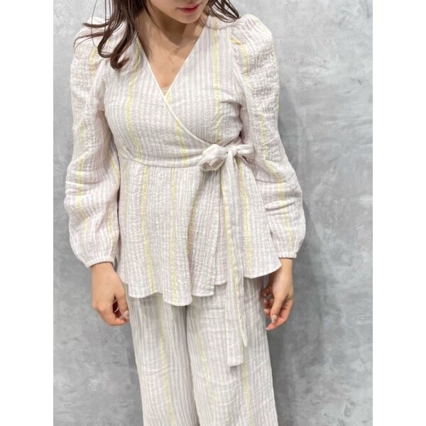 SNIDEL HOME ダブルカーゼトップス&ダブルカーゼロングパンツ セール】ダブルカーゼトップス（ルームウェア/パジャマ