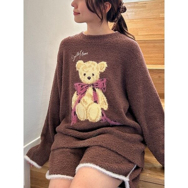 SNIDEL  Bearニットプルオーバー ピンク SNIDEL（スナイデル） BEARPAW 刺繍ニットプルオーバー 23秋冬
