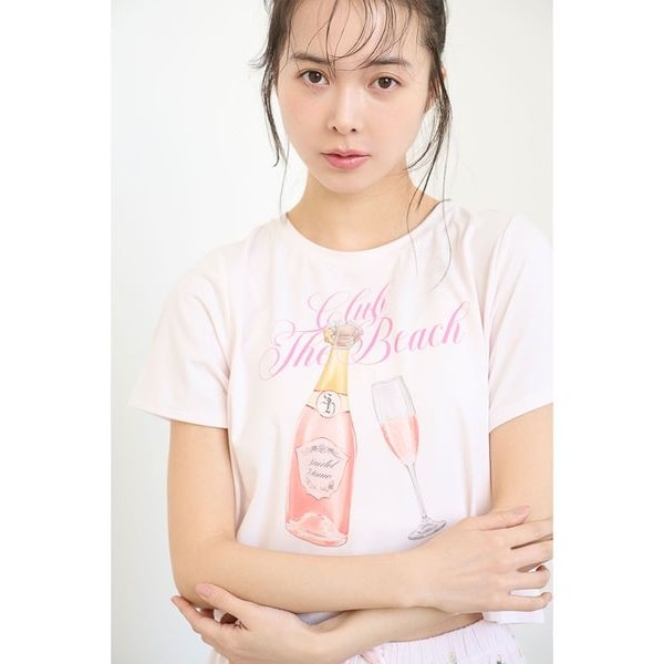 【さわ】ジェラートピケ　いちごワンポイントTシャツ いちごワンポイントTシャツ（Tシャツ/カットソー）｜gelato