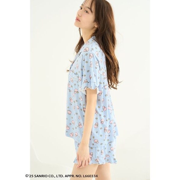 スナイデルホーム　マイメロディ　マイスイートピアノ　総柄開襟シャツ SNIDEL HOME｜【MY MELODY】総柄開襟シャツ | Rakuten Fashion