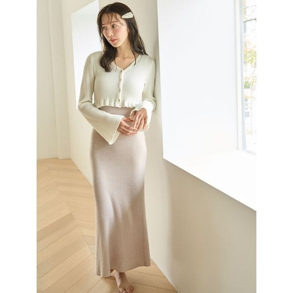 カーディガン×タンクワンピースSET アイボリー セール】【FIRST BEAUTY HOME DRESS】カーディガン＆タンク