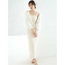 シャギーカーディガン×ワンピースセット