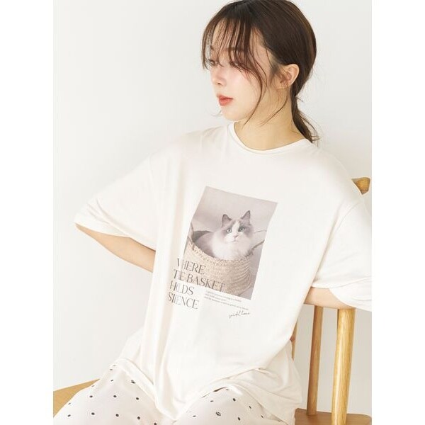 snidel  スナイデルホーム ルームウェア　上下セット　猫 接触冷感】ネコTシャツ | スナイデルホーム(SNIDEL HOME) | マルイ