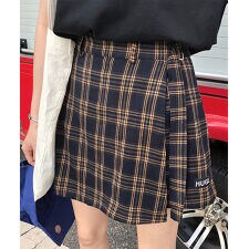 chic韓国風チェック柄ミニスカート