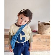 aimoha-KIDS- 裾配色切り替えログプリントリンガーロングTEE