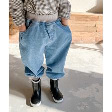 aimoha-KIDS- ウォッシュデニム裾リブ絞りパンツ