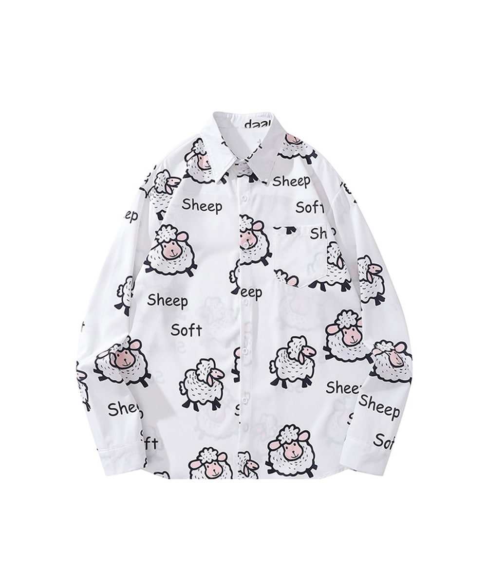 HOOK】かわいい動物イラスト総柄プリントシャツ | アイモハ(aimoha