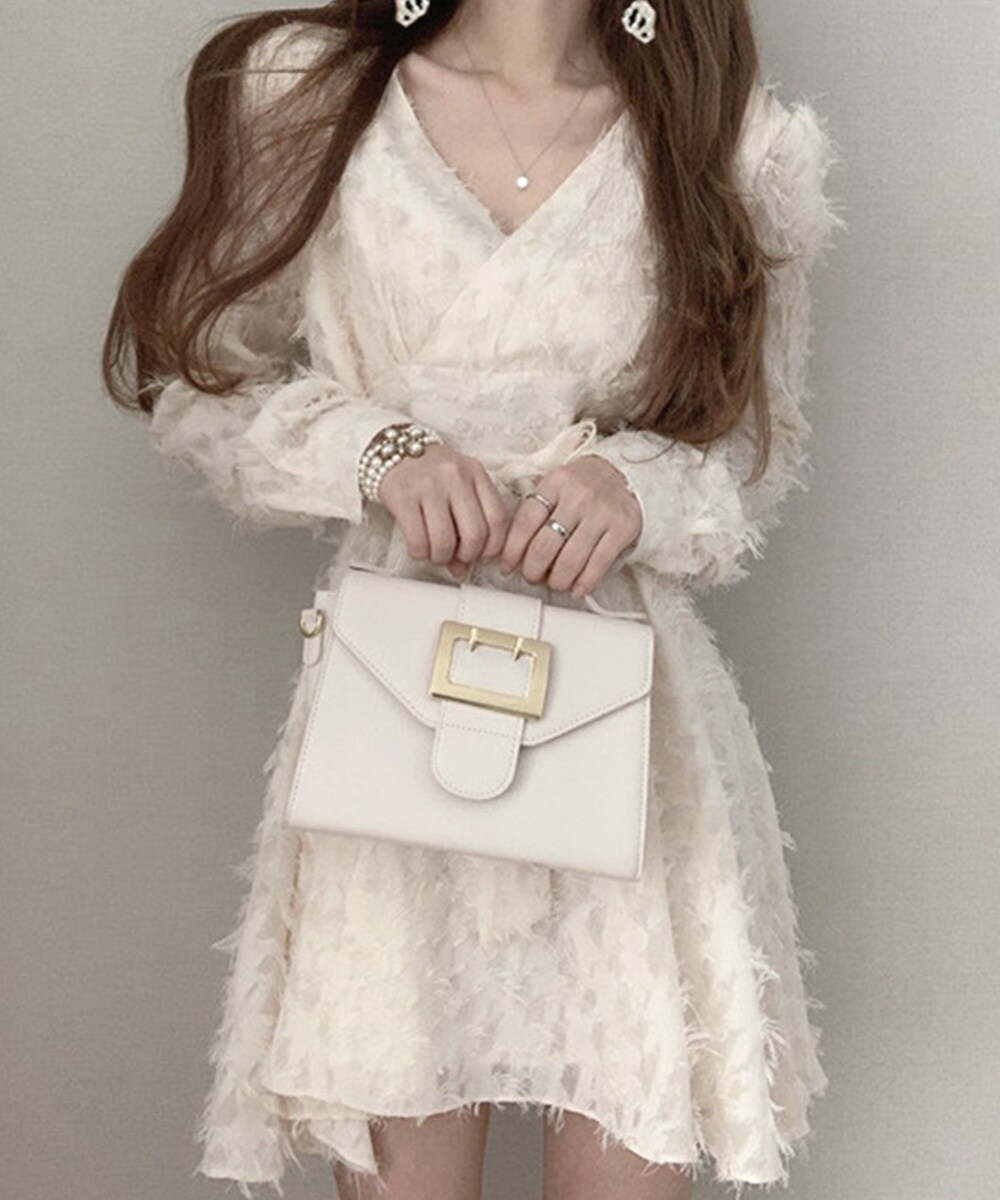 Vネックガーリーワンピース ミニワンピース 韓国ファッション