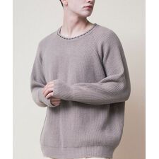 aimoha men 刺繍ステッチワイドバルーンスリーブ セーター