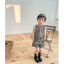【aimoha-KIDS-】韓国子供服 チェック柄セットアップ