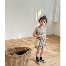 【aimoha-KIDS-】韓国子供服 チェック柄セットアップ
