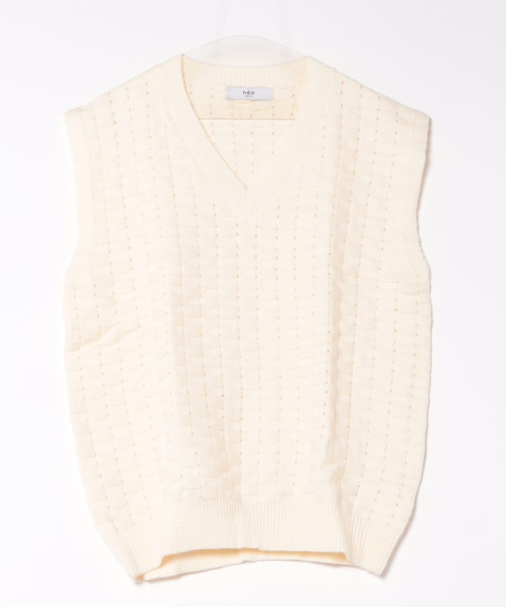 [�}���C]�yaimoha neo�z Textured V-Neck Sweater Vest �j�b�g�x�X�g/�A�C���n�iaimoha�j �z���C�g