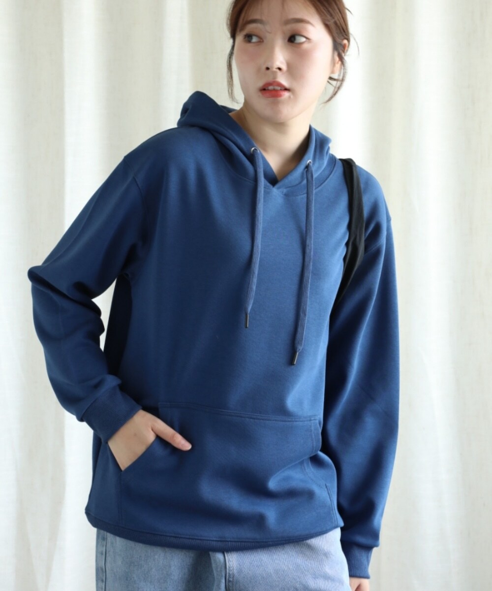 【Aimoha】ソリッドカラーのフード付きプルオーバーパーカー