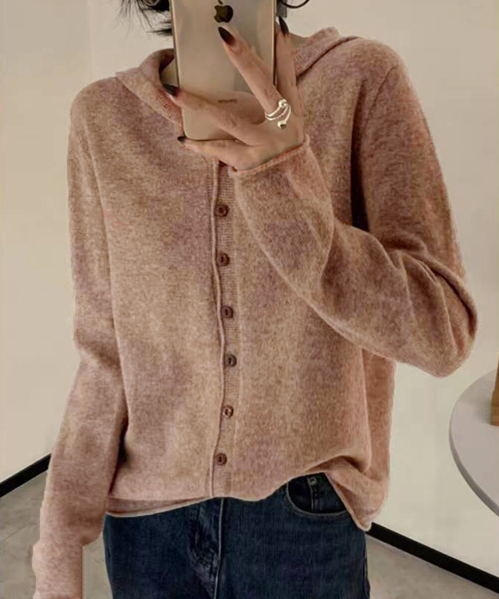 マドモアゼルノンノン【ウール100%】ケーブル編みニットカーディガン