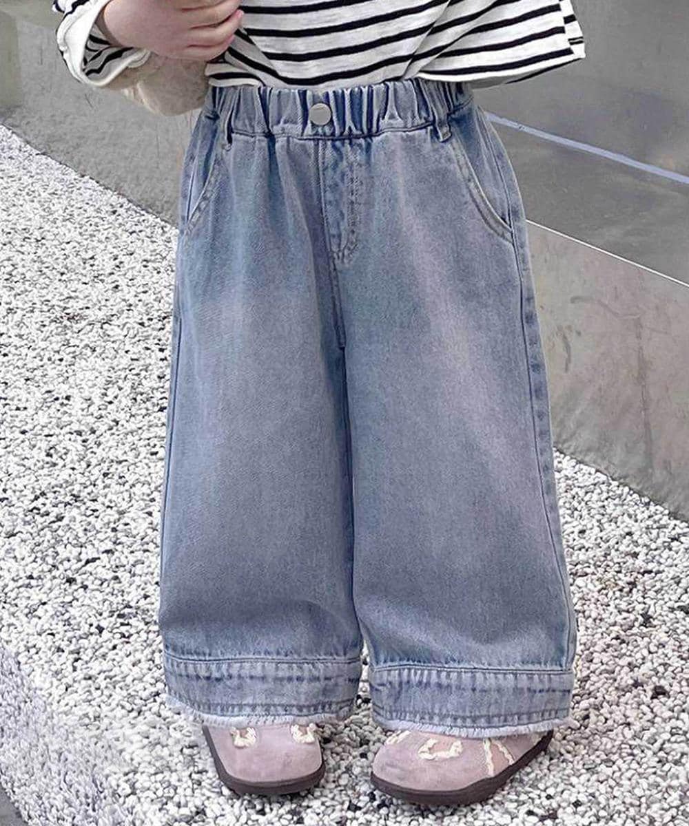 【aimoha-KIDS-】ワイドデニムパンツ